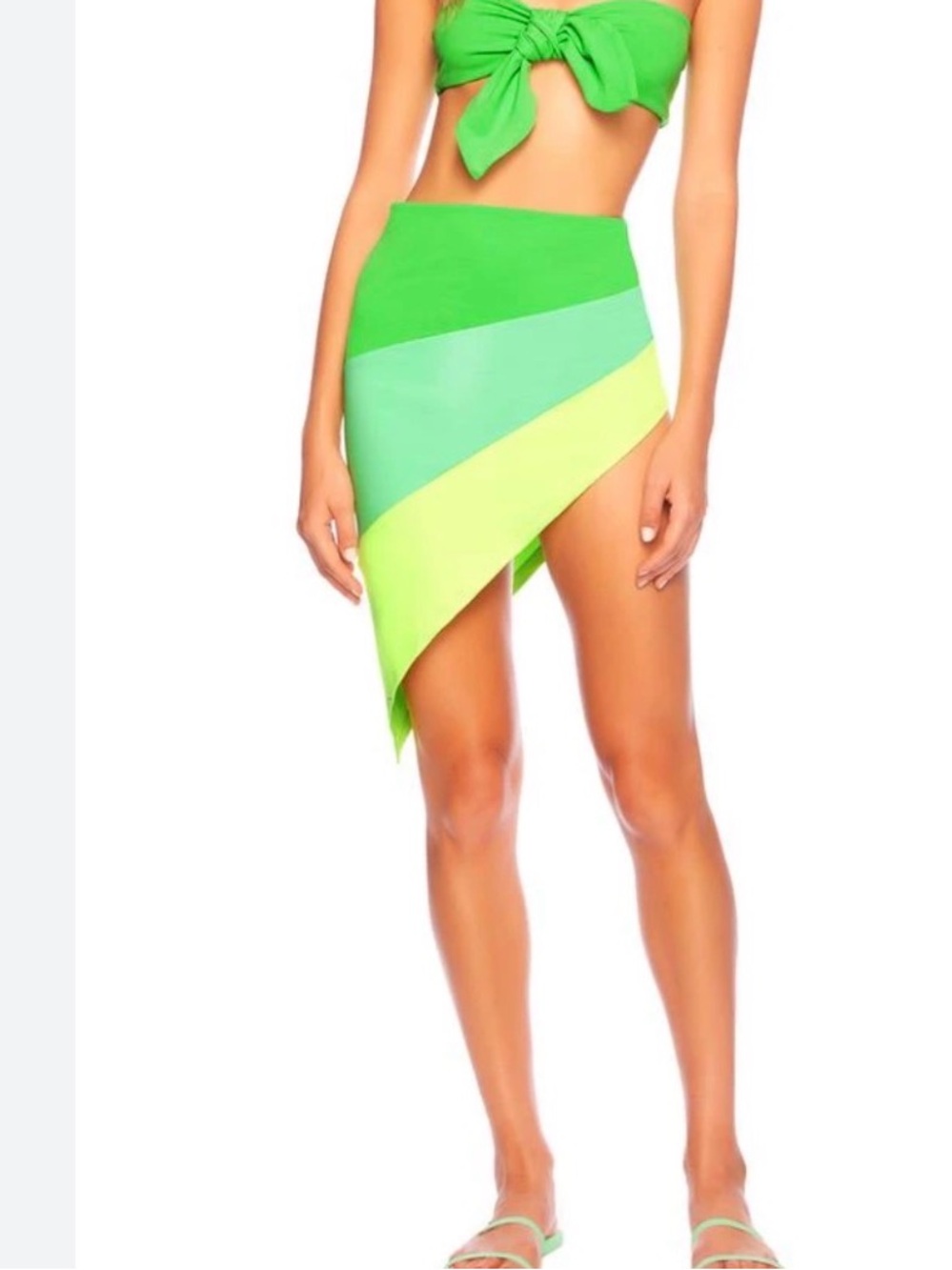 Colorblock Asymmetrical Sarong / Swim Cover-up